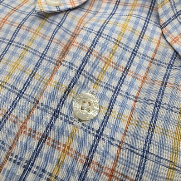 Brooks Brothers Shirt Mens Large Blue Plaid Short Sleeve Button Down Non Iron - Picture 13 of 16